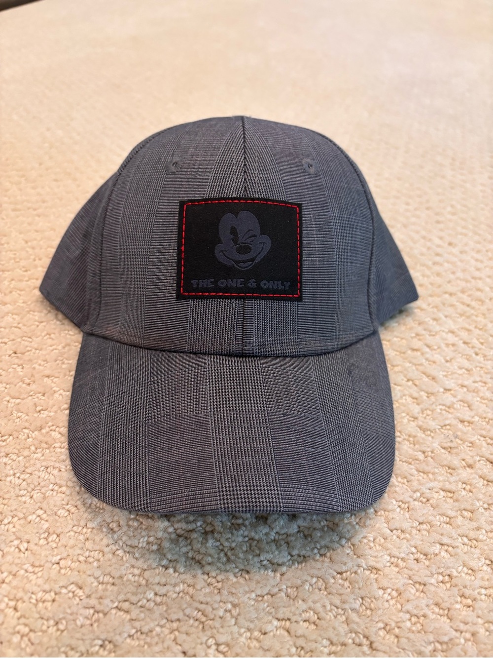 Disney Gray Plaid Hat with Mickey Label